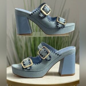 NWOT MARC Fisher Denim Platform Block Heels